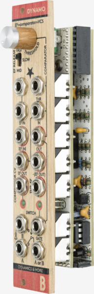 Bastl Instruments Dynamo Eurorack Module | envelope follower, comparator, and voltage controlled switch | side view