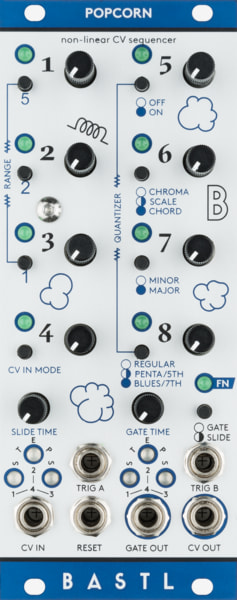 Bastl Instruments Popcorn Eurorack Module | non-linear CV sequencer | front view