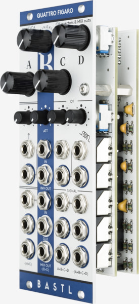 Bastl Instruments Quattro Figaro Eurorack Module | 4 channel VCA | side view