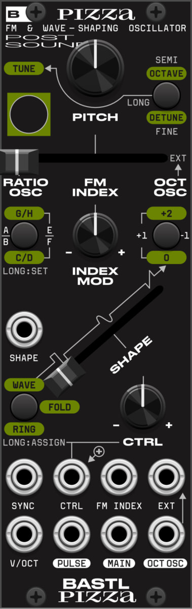 Bastl VCV PIZZA - FM & WAVE-SHAPE Oscillator for your VCV rack